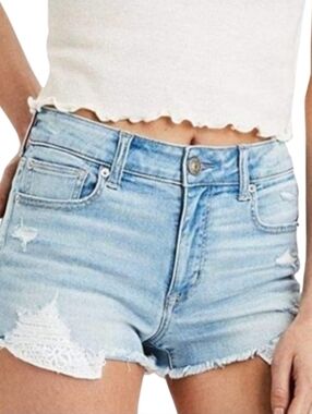 NWT American Eagle HI-Rise Shortie Distressed Denim Shorts